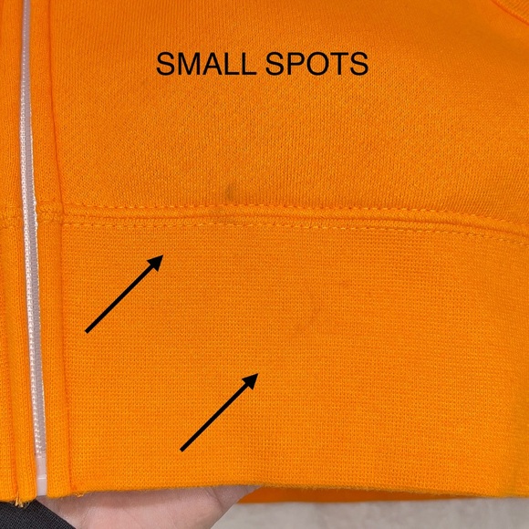 Unisex Lightweight Hoodie Mens L Slim Fit Orange🍊 Full Zip Up White Drawstrings - Picture 12 of 16